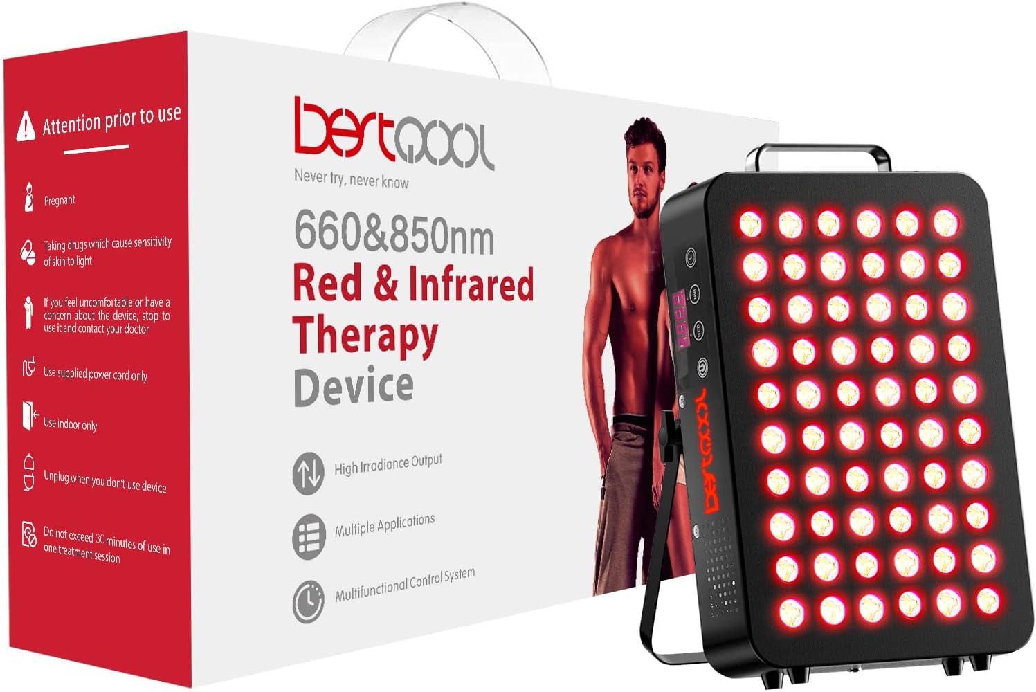 dual-chip-red-light-therapy-device-for-body-face---clinical-grade-led-with-near-infrared-light-660nm-850nm-high-power-panel---improve-sleep-skin-health---105w-black-60-8