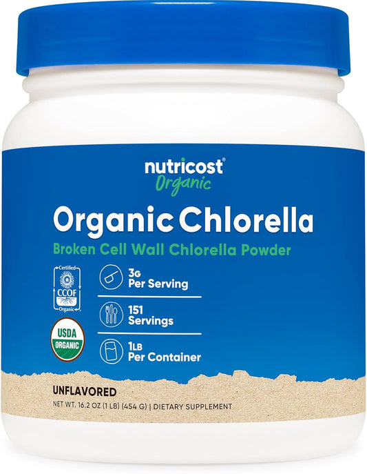 Organic Chlorella Powder - 1LB Bag, 3g Per Serving - Nutricost Brand - Espot.com.au