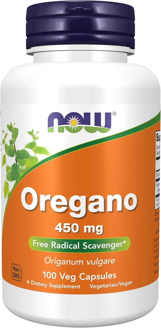 Organic Oregano Supplements 450mg - Antioxidant Rich Free Radical Scavenger - 100 Vegetarian Capsules by NOW Foods