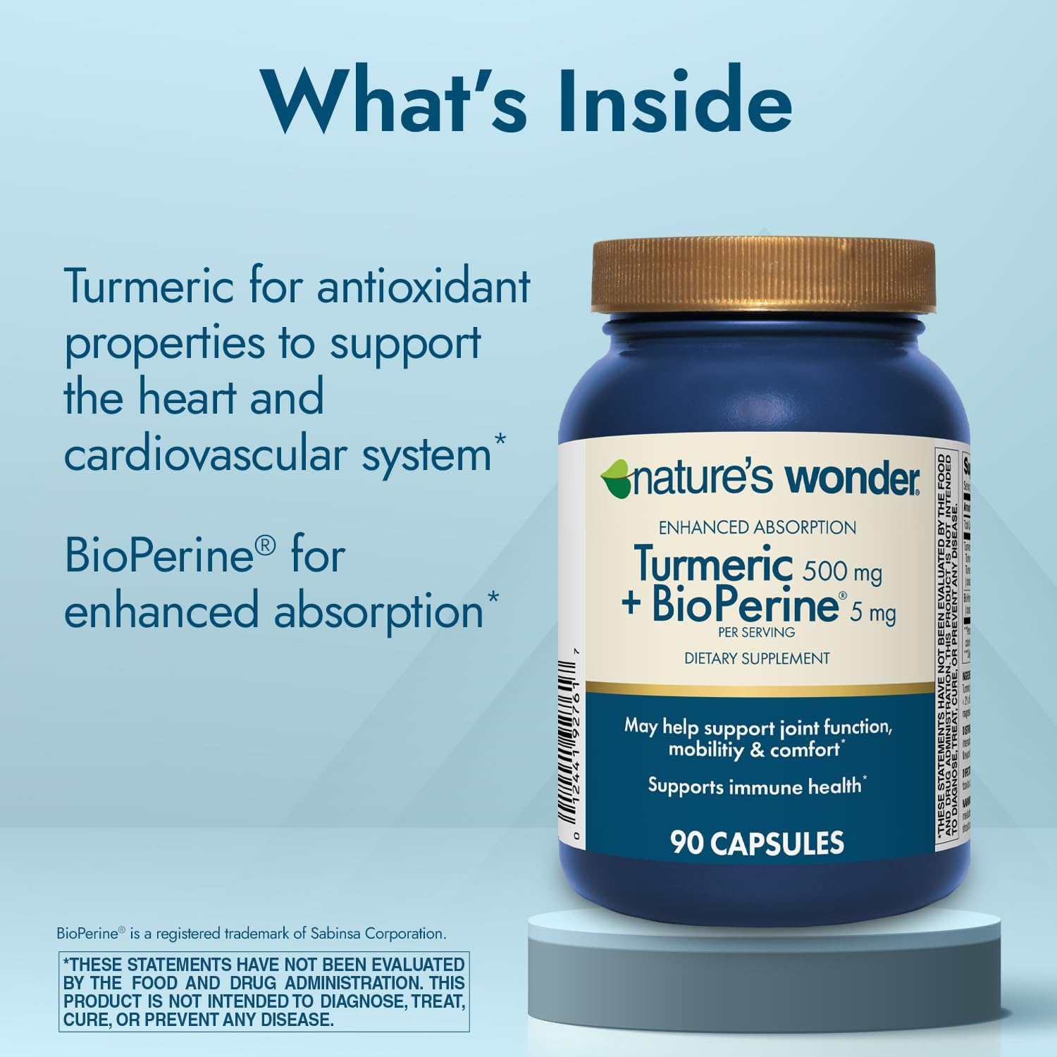 Turmeric Supplement with BioPerine for Joint Function & Mobility - Enhanced Absorption Turmeric Complex, 500 mg with BioPerine 5 mg, 90 Vegetarian Capsules - Espot.com.au