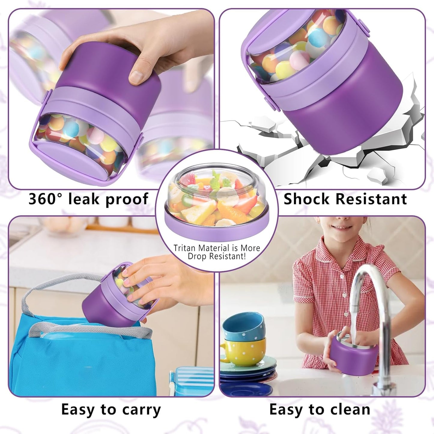purple-kids-2-in-1-food-jar-with-snack-container---8oz-double-insulated-soup-thermo-for-hot-lunch---wide-mouth-stainless-steel-leak-proof-container-for-school-and-travel-2