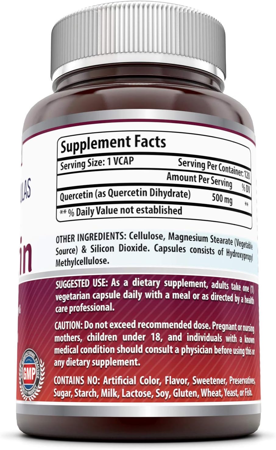 Amazing Formulas Quercetin 500mg Supplement - 120 Veggie Capsules - Non-GMO & Gluten Free - Supports Overall Health & Well Being - Espot.com.au