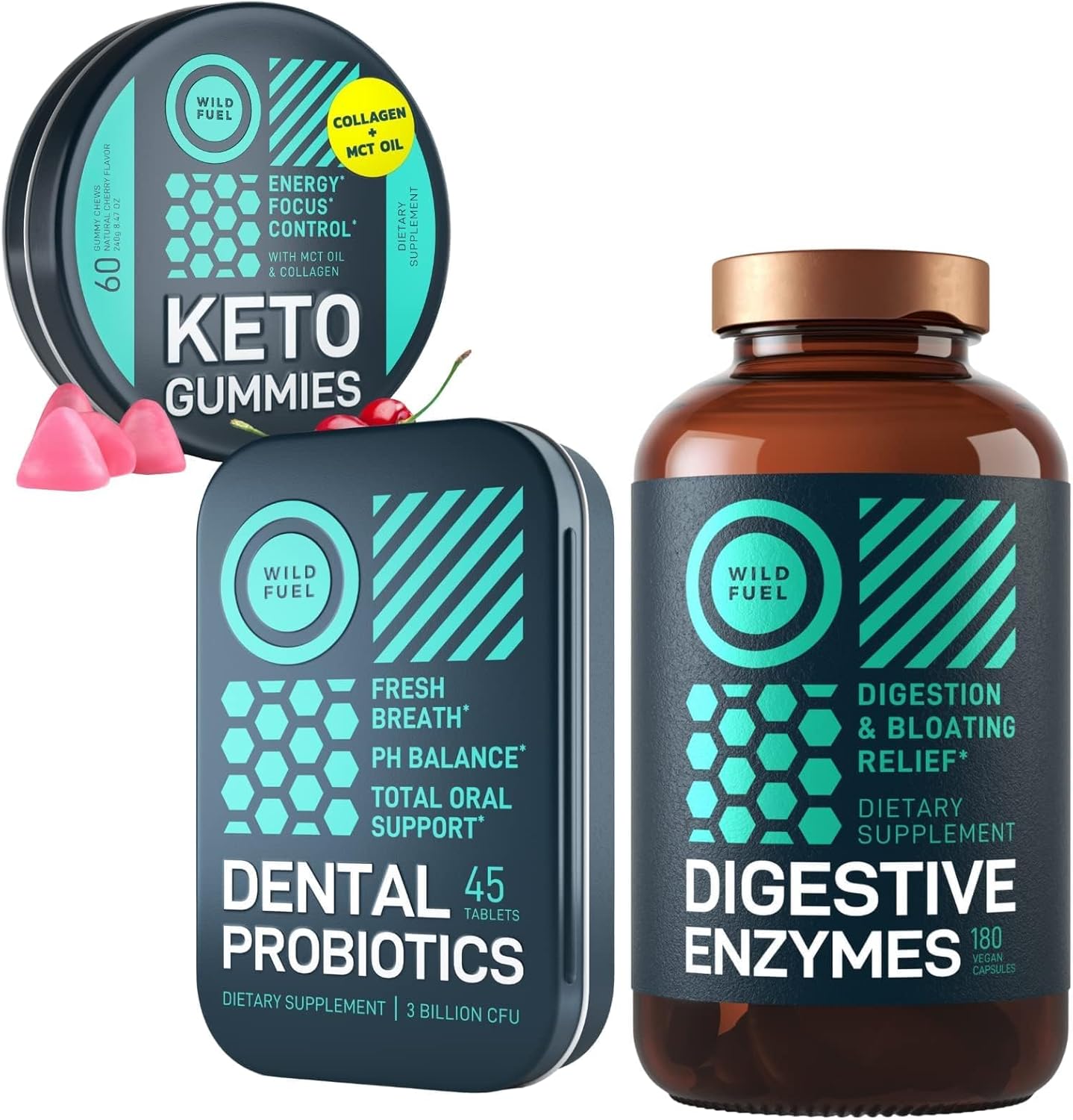 Dental Probiotics Keto Gummies Bundle with MCT Oil and Digestive Enzymes for Optimal Oral and Gut Health - Espot.com.au