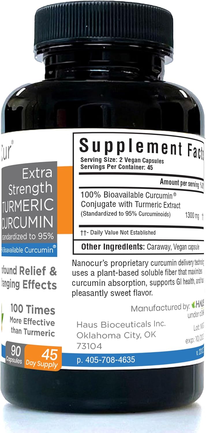Organic Nanocur Turmeric Curcumin Supplement with Enhanced Absorption - Powerful Joint Support, Pain Relief, and Increased Energy. Made with Plant-Based Carrier and Black Pepper Extract for Maximum Effectiveness. - Espot.com.au