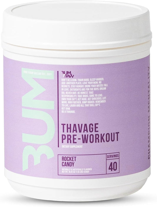 Thavage RAW Preworkout Powder (Rocket Candy Flavor) - Chris Bumstead Sports Nutrition Supplement - Pre Workout for Men & Women - Hydration, Mental Focus, Energy - 40 Servings - Espot.com.au