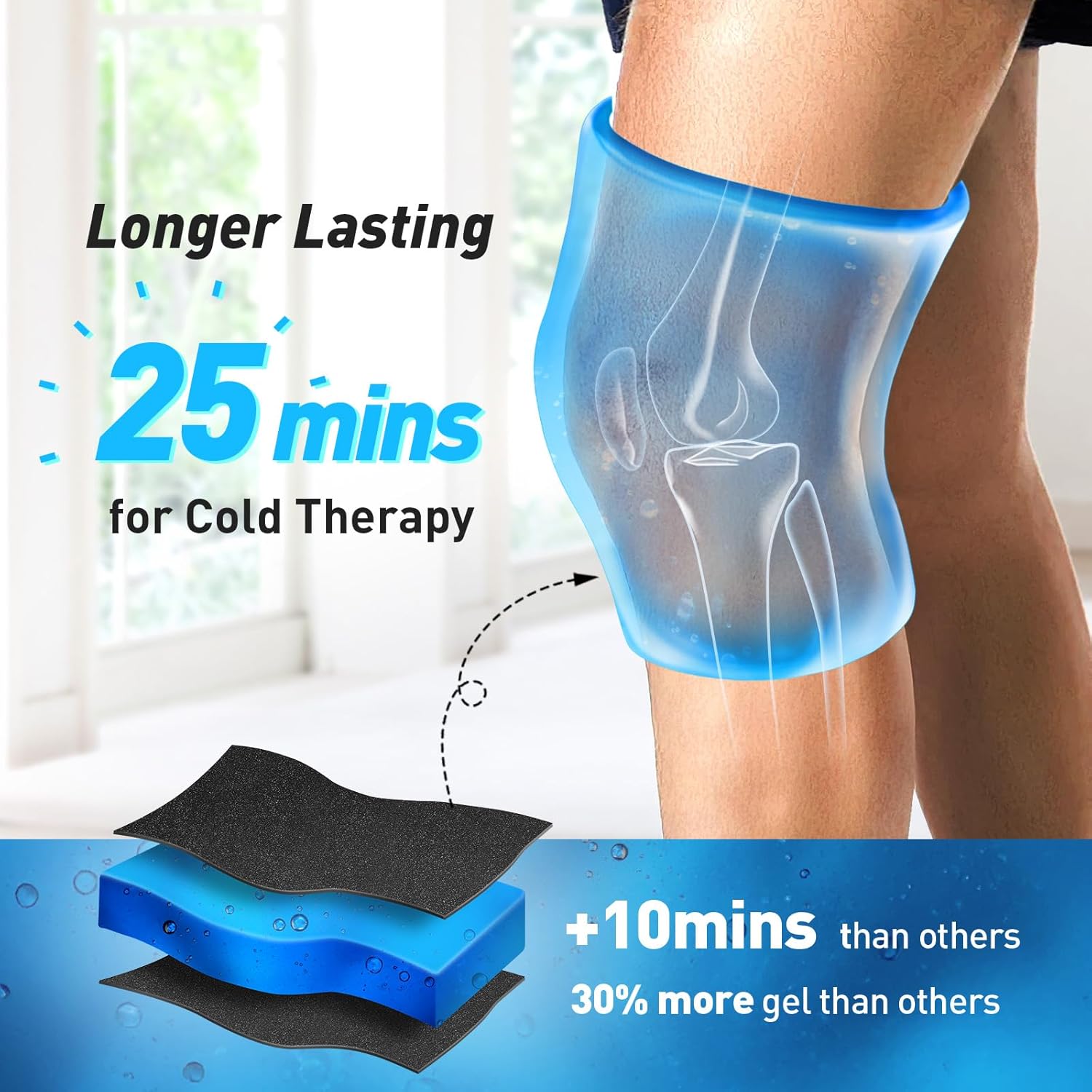 Reusable Gel Ice Pack Wrap for Knee Injuries - Ideal for Knee Replacement Surgery, Arthritis, Swelling, Meniscus Tear and ACL - Soft Cold Packs for Knee, Elbow, Ankle, Wrist - LETSHAKE - Espot.com.au