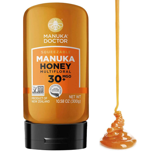 Raw Manuka Honey MGO 30+ SQUEEZY - 100% Pure New Zealand Honey - Certified & Guaranteed - Non-GMO - 10.58 oz