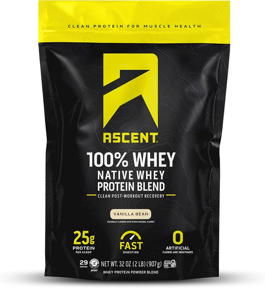 Vanilla Bean Whey Protein Powder - 100% Isolate, Zero Artificial Ingredients, Gluten & Soy Free, 5.5g BCAA, 2.6g Leucine - 2lb - Espot.com.au