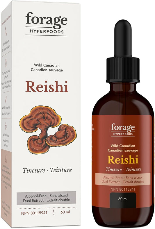 Reishi Mushroom Tincture for Immune Support & Stress Relief - 60 ml Dual Extract, Alcohol-Free Formula by Forage Hyperfoods - Espot.com.au