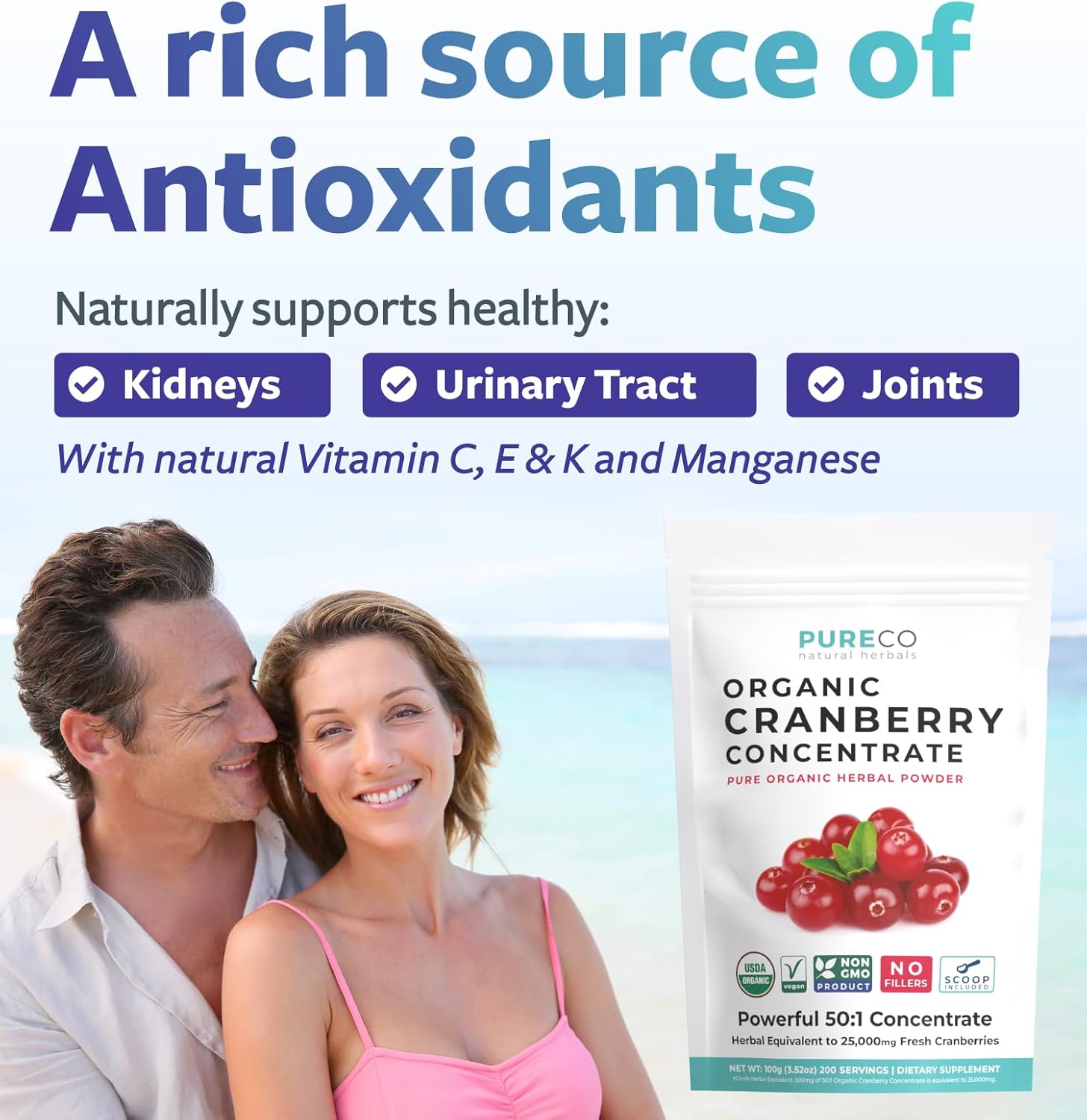 Organic USDA Cranberry Powder - Supports Urinary Tract Health - Pure Concentrate for Women & Men - Vegan Non-GMO (200 Servings) - Espot.com.au