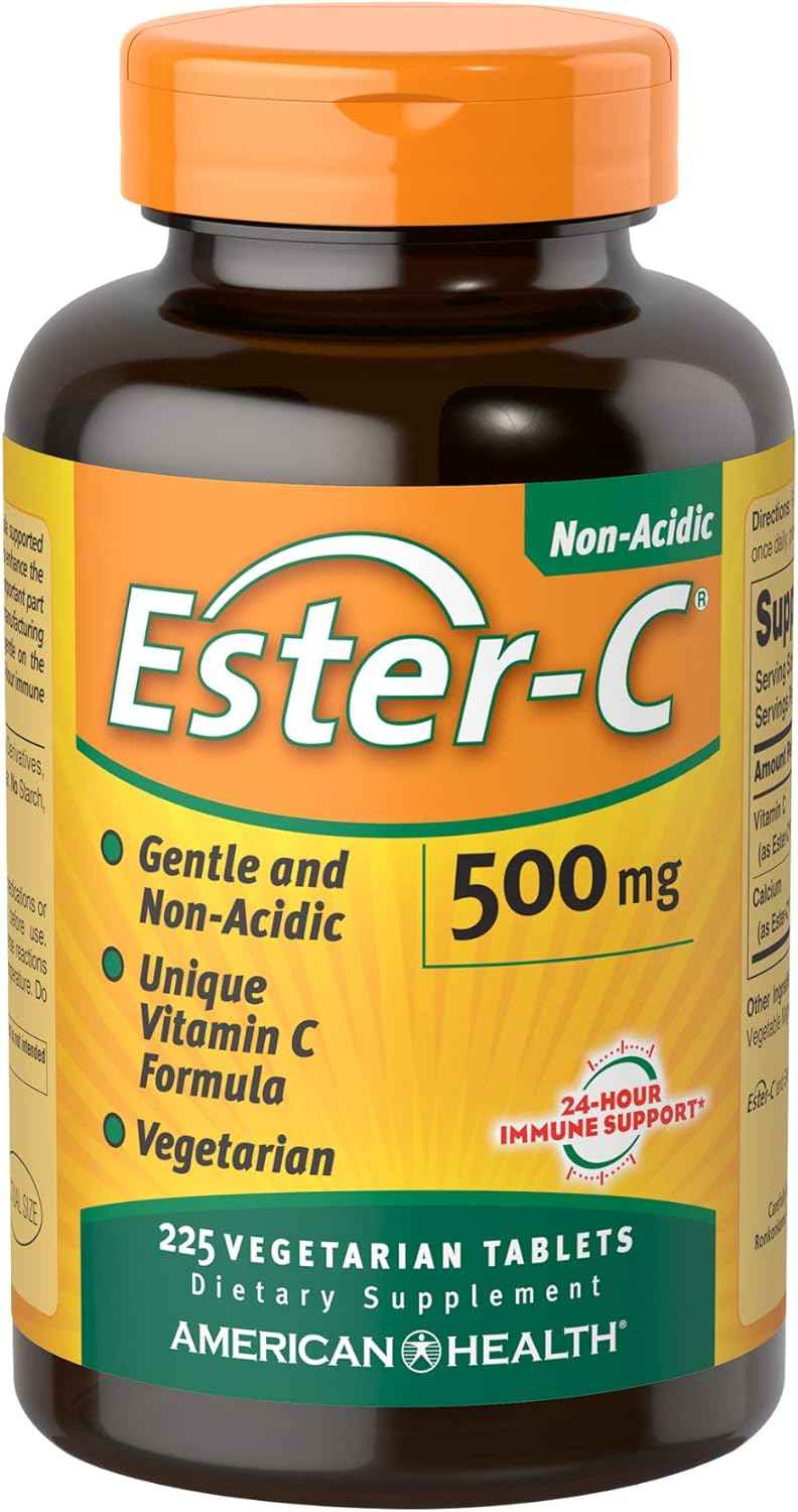225 Count Ester-C Vitamin C 500mg Coated Tablets for Immune System, Gentle on Stomach - Boost Overall Health and Wellness