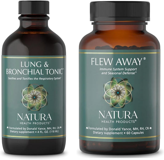 Respiratory Support Bundle: Lung & Bronchial Tonic + Flew Away Supplement - Boosts Immune System, Seasonal Defense, and Respiratory Health - Espot.com.au