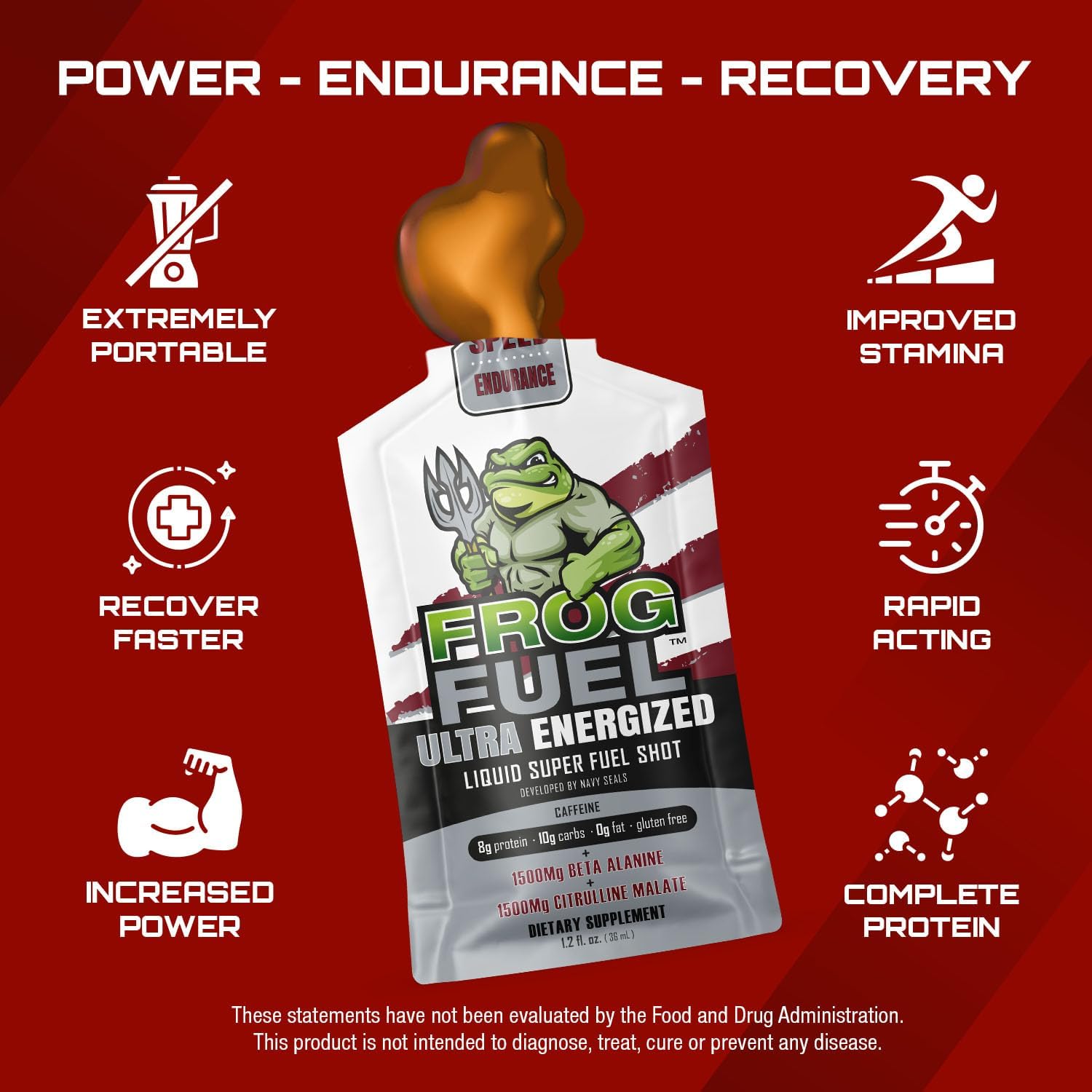 Bundle: Frog Fuel Power Protein & Pre Workout Shots, 1500mg Beta Alanine, 15g Collagen, Grass-Fed, 1.2 oz Packets, 48 Pack - Energized for Pre & Post Workout - Espot.com.au