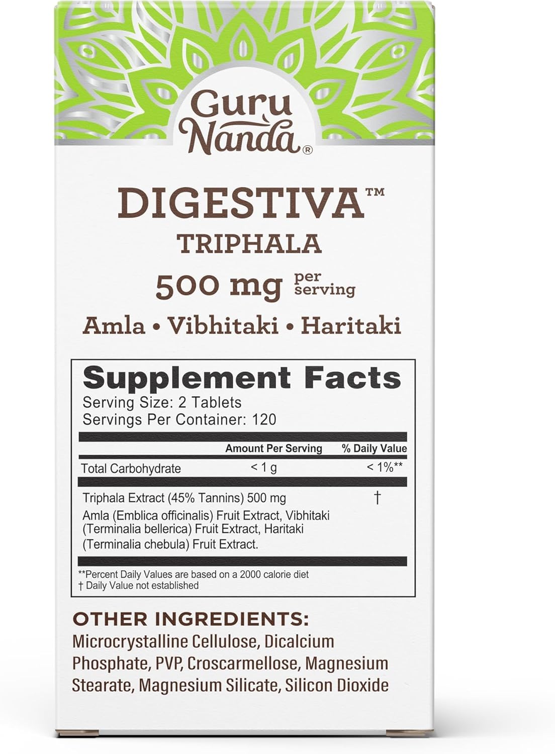 Digestive Support Tablets with Triphala Blend - 240 Count, Amla, Haritaki & Bibhitaki for Bloating & Constipation Relief, Natural Dietary Supplement by GuruNanda - Espot.com.au