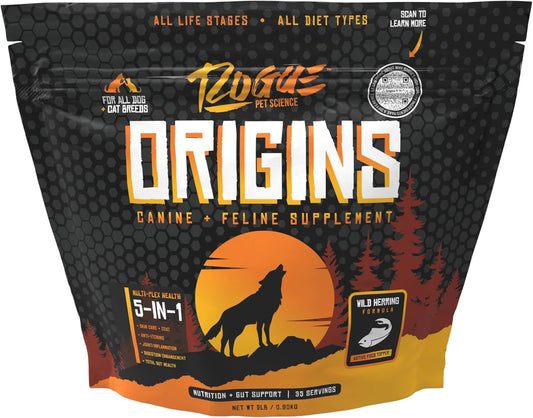 rogue-pet-science-origins-dog-supplement---5-in-1-powdered-topper-with-omega-3-fish-oil---promotes-healthy-skin-coat-digestion---reduces-itching-joint-inflammation---2-lbs-1