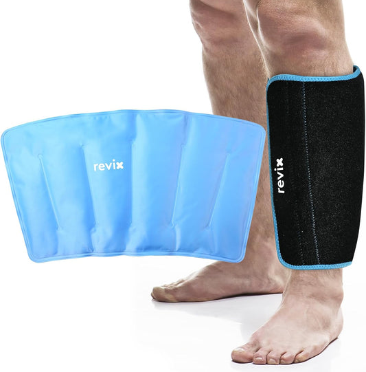 REVIX XL Shin Ice Pack - Reusable Gel Cold Pack for Calf and Elbow Pain Relief - Leg Cold Therapy Compression Sleeve with Full 360° Coverage - Refreezable and Comfortable - Espot.com.au
