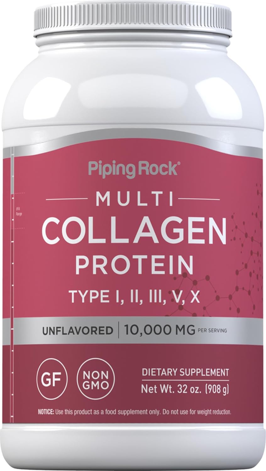 Piping Rock Multi Collagen Protein Powder 32oz for Women and Men - Types I, II, III, V, X - Unflavored Supplement - Non-GMO, Gluten Free - Espot.com.au