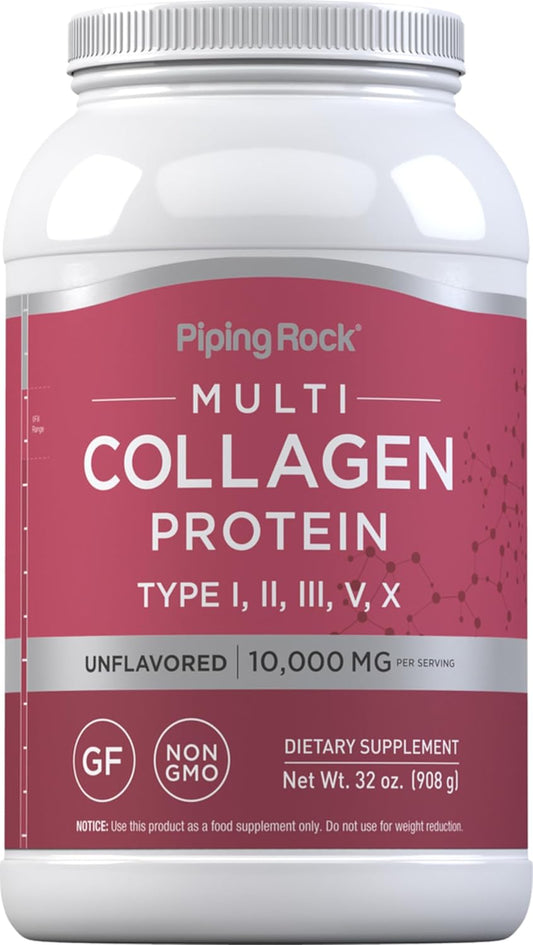 Piping Rock Multi Collagen Protein Powder 32oz for Women and Men - Types I, II, III, V, X - Unflavored Supplement - Non-GMO, Gluten Free - Espot.com.au