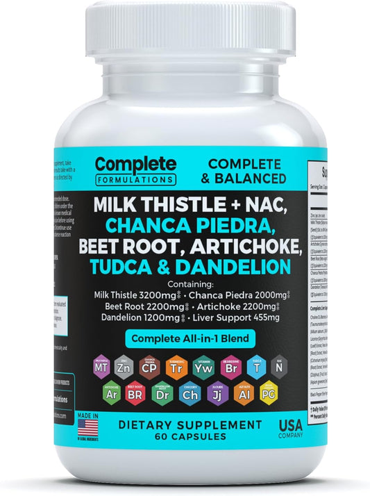 Liver Support Supplement with Milk Thistle, NAC, Dandelion Root, Beet Root, Artichoke, Chanca Piedra, TUDCA | 60 Capsules - Espot.com.au