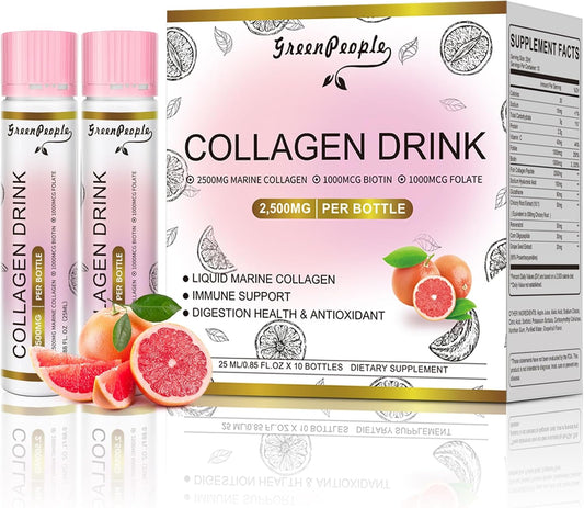 liquid-collagen-with-fish-peptides-hyaluronic-acid-and-vitamins-for-hair-skin-nails-joints-and-bones-support---2500mg---085-fl-oz---grapefruit-flavor---pack-of-10-bottles-for-men-and-women-1