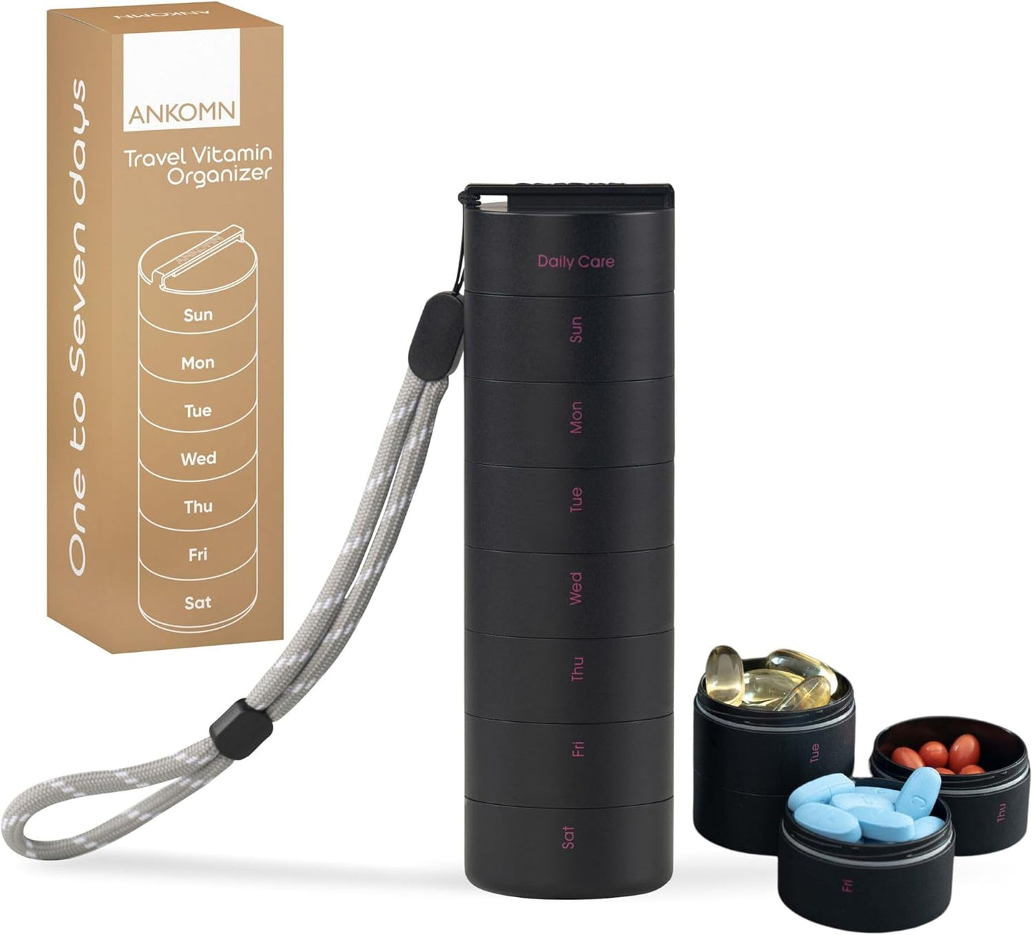 ankomn-travel-vitamin-organizer-stackable-daily-pill-case-with-quick-release-thread---airtight-once-a-day-vitamin-container---weekly-medicine-holder-black-1