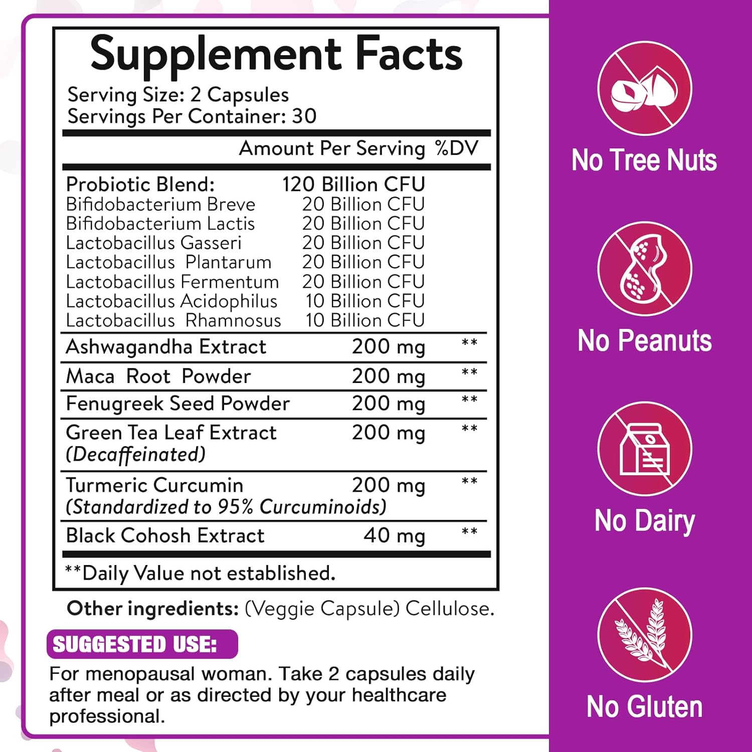 All-Natural Menopause Probiotic Supplements for Women - 480 Capsules, 120 Billion CFU, Herbal Formula - Espot.com.au