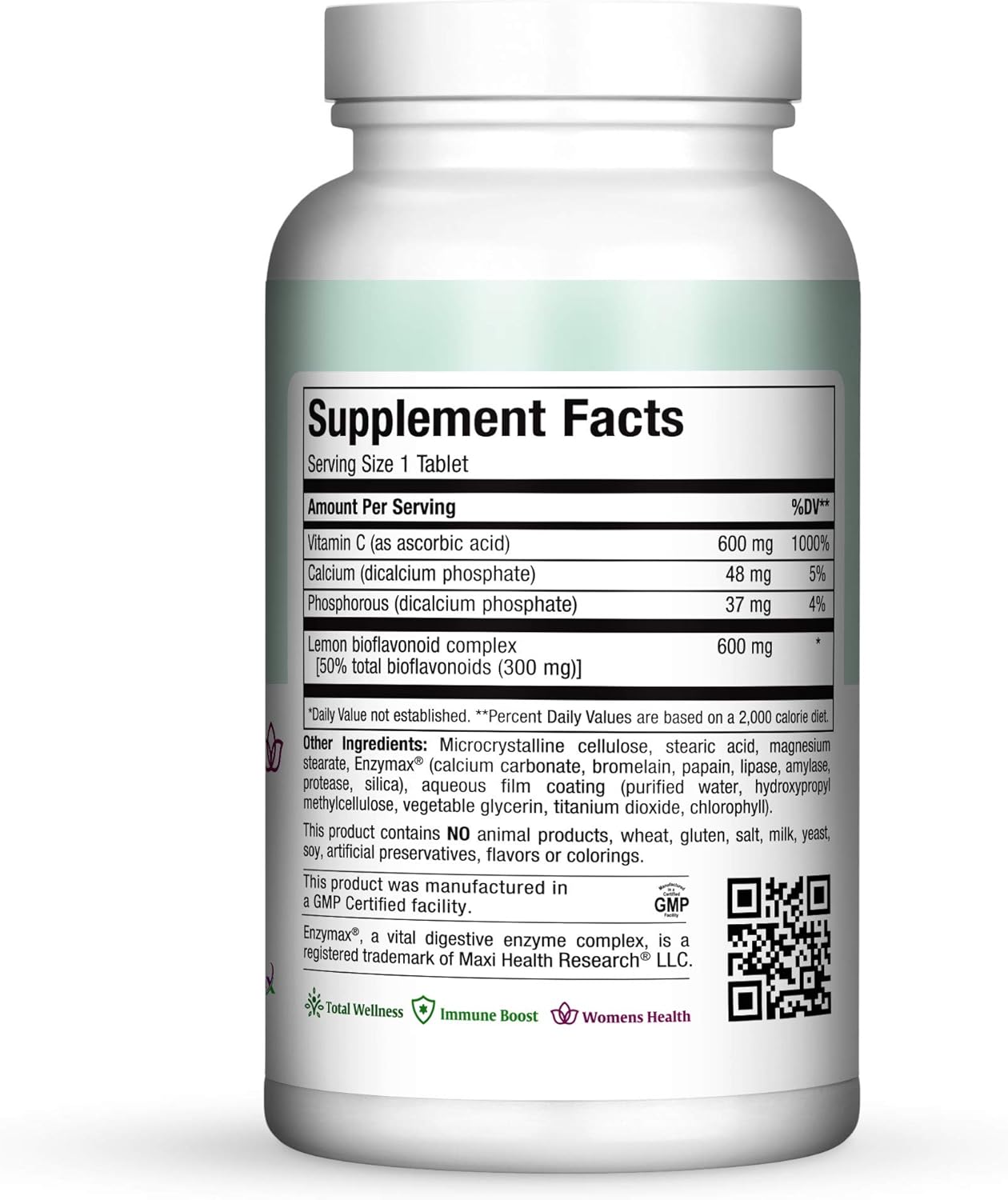 maxi-health-pure-c-bio-600-tablets-with-bioflavonoids-for-immune-capillary-support-180-ct---kosher-formula-2