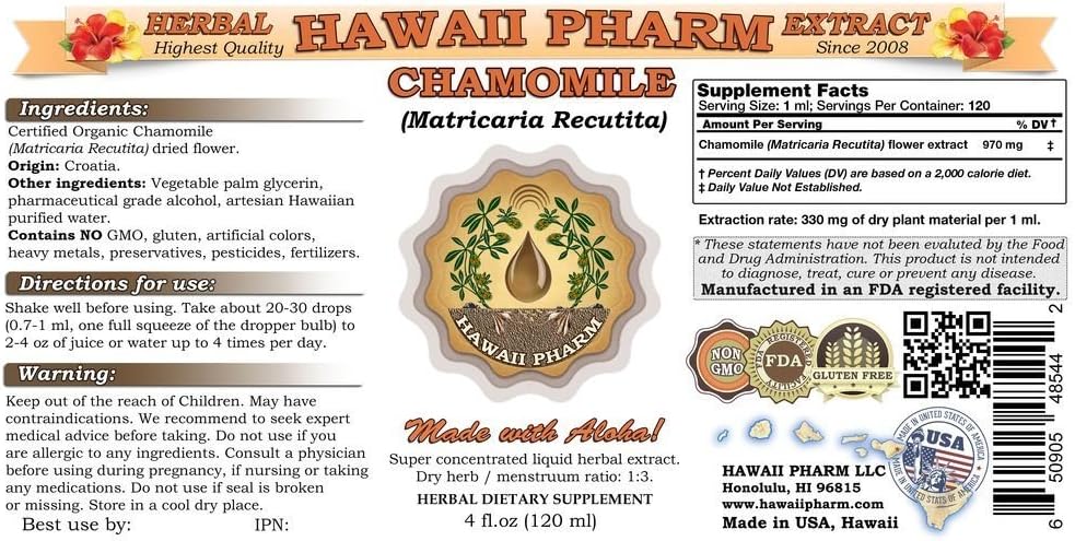 organic-chamomile-liquid-extract-tincture-supplement---4-oz-by-hawaii-pharm---matricaria-recutita-2