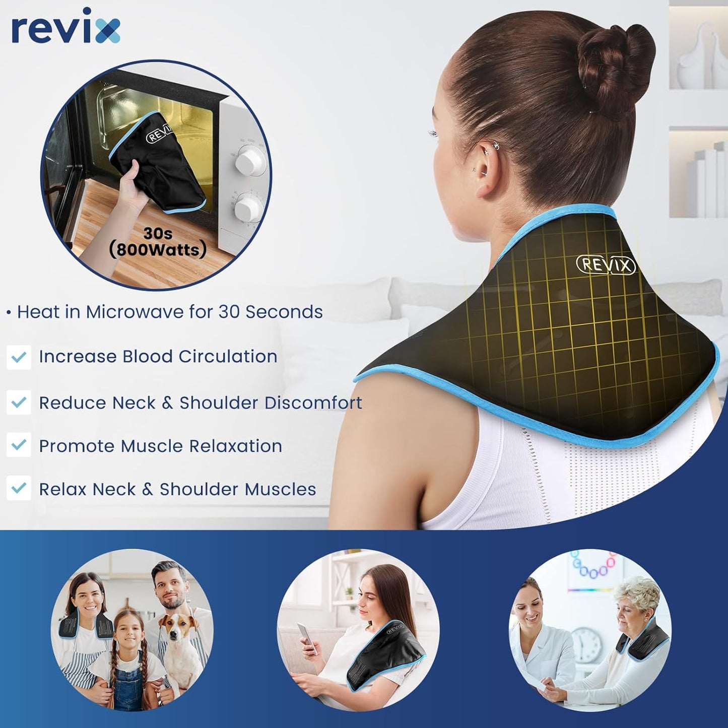 REVIX XL Neck Ice Wrap - Hot Cold Gel Pack for Neck and Shoulders, Promotes Flexibility and Mobility, Reusable Post-Workout Therapy - Black - Espot.com.au