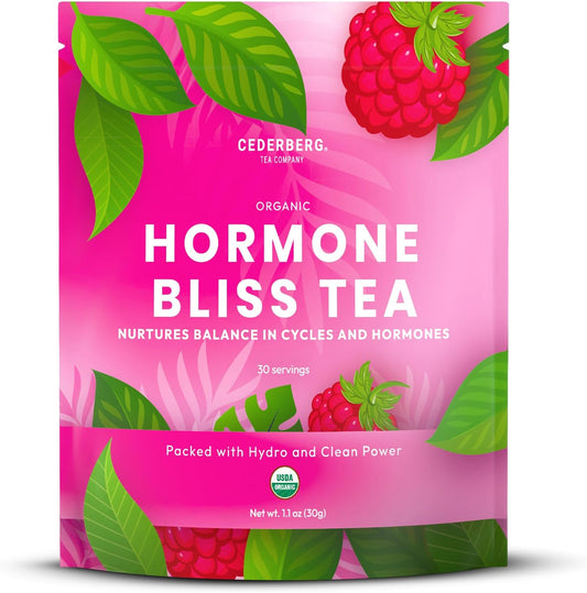 Organic Raspberry & Spearmint Hormone Balance Tea for Women - Caffeine Free, 30 Servings - PCOS Support & Female Fertility - Cederberg Tea Company - Espot.com.au