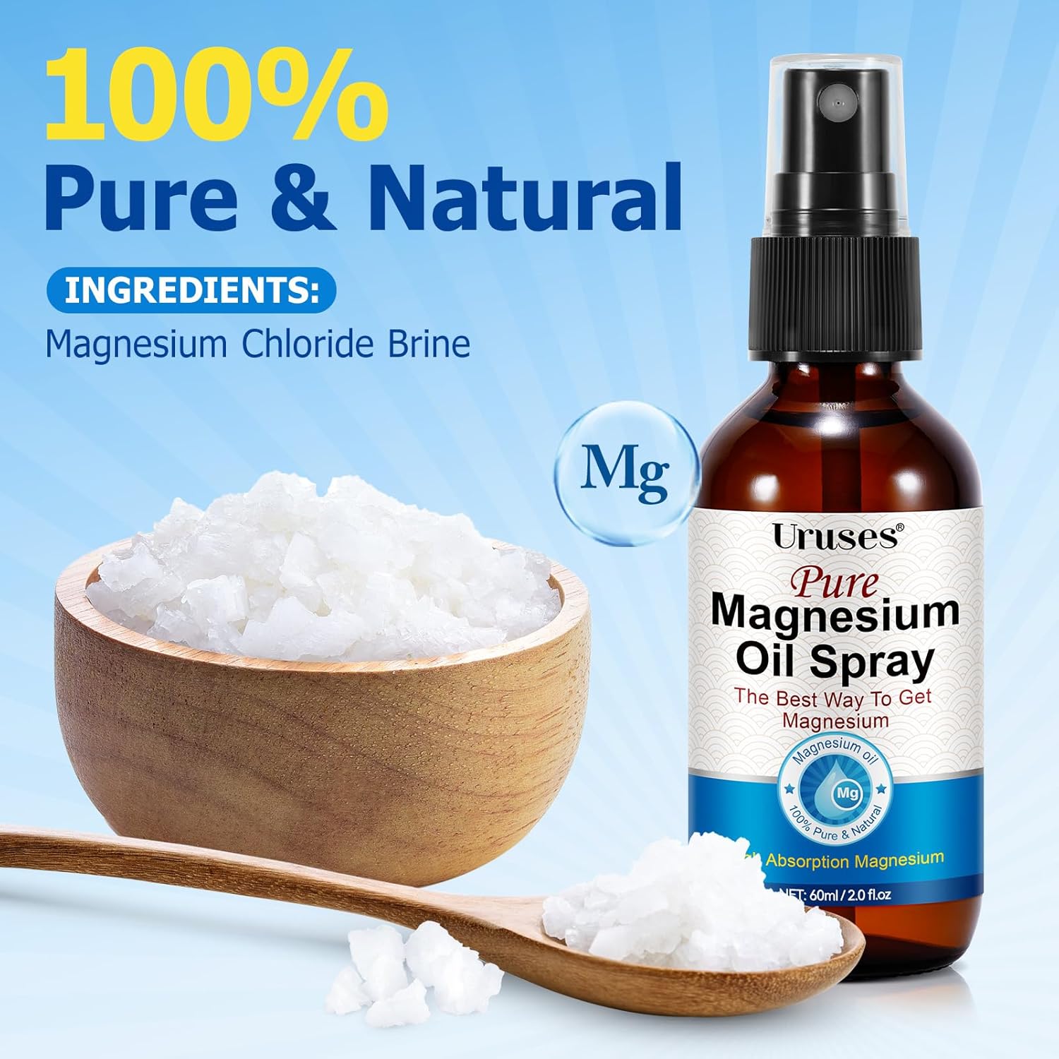 2-Pack Pure Magnesium Oil Spray in Glass Bottle for Feet - Topical Magnesium Chloride Brine for Easy Absorption - Espot.com.au