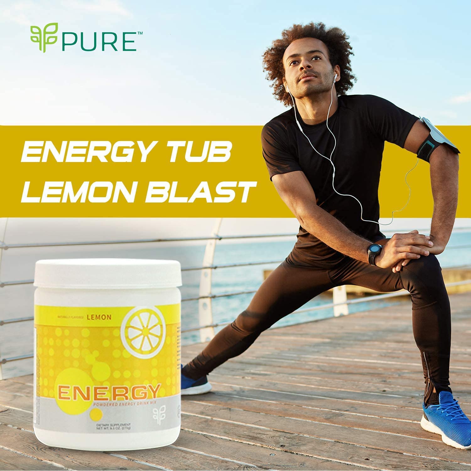 Organic Zesty Lemon Wheatgrass Energy Drink Mix with Antioxidants & Vitamins, Zero Sugar, 270g - Espot.com.au