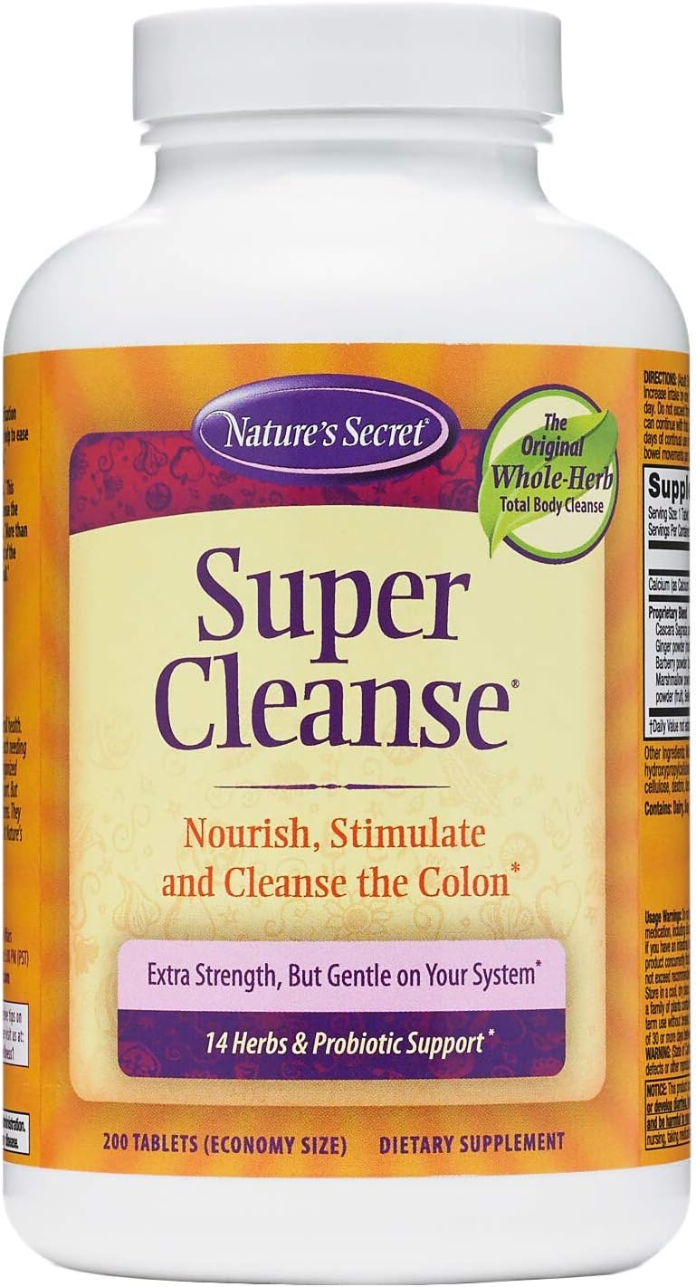 super-cleanse-extra-strength-total-body-detox-colon-health-support---200-tablets---natural-blend-of-14-herbs-with-probiotics-for-gentle-elimination-digestive-health-1