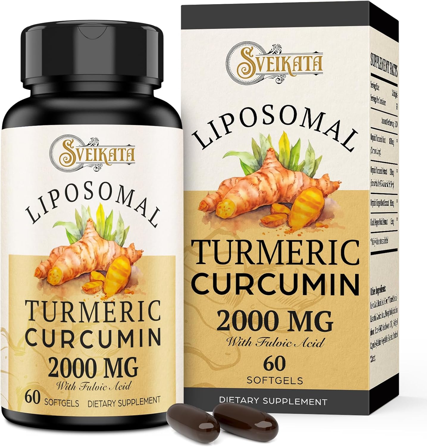 Turmeric Curcumin Supplement with Liposomal Technology - 2000mg, 95% Curcuminoids with Piperine - 60 Softgels - Non-GMO - Pack of 2 - Espot.com.au