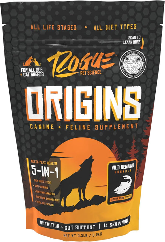 rogue-pet-science-origins-5-in-1-dog-supplement-powder---omega-3-fish-oil-topper-for-digestion-skin-coat---itching-joint-inflammation-relief---12-lb-1