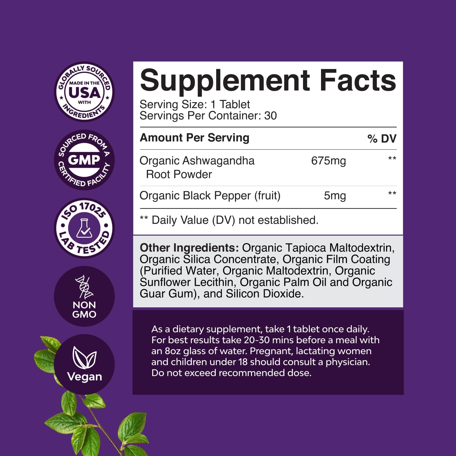 organic-ashwagandha-supplement-for-calm-mood-support---high-strength-formula-with-black-pepper-for-enhanced-absorption---vegan-and-non-gmo---30-tablets-3