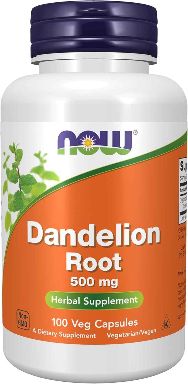 Dandelion Root Herbal Supplement 500mg - 100 Veg Capsules by NOW Foods for Dietary Support