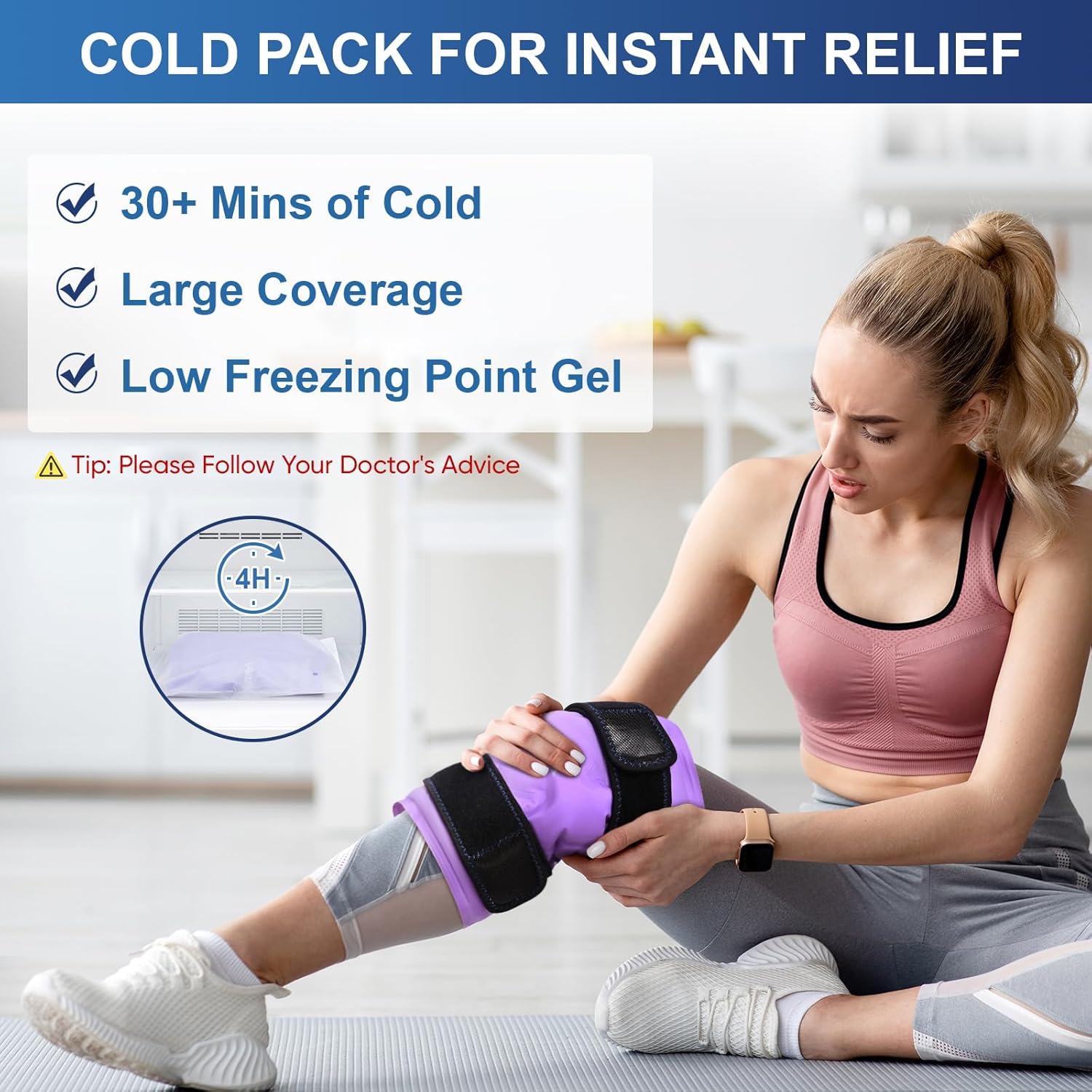 large-reusable-gel-ice-pack-wrap-for-knee-pain-relief-post-surgery---flexible-cold-pack-for-injuries-on-knee-back-shoulder-elbow-leg---purple-1-pack-5
