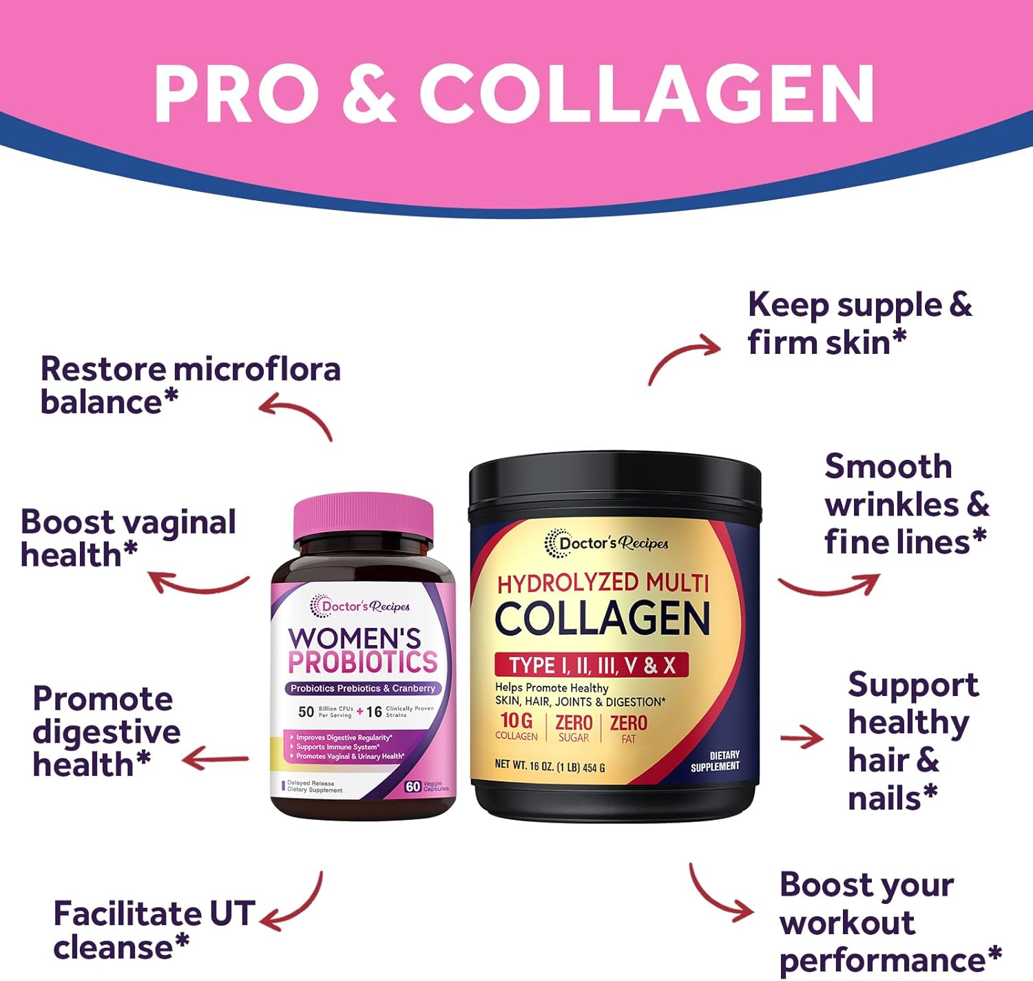 womens-probiotics-multi-collagen-powder-bundle-for-vaginal-skin-hair-nail-health---doctors-recipes-value-pack-gluten-free---probiotics-60-capsules-collagen-45-servings-3