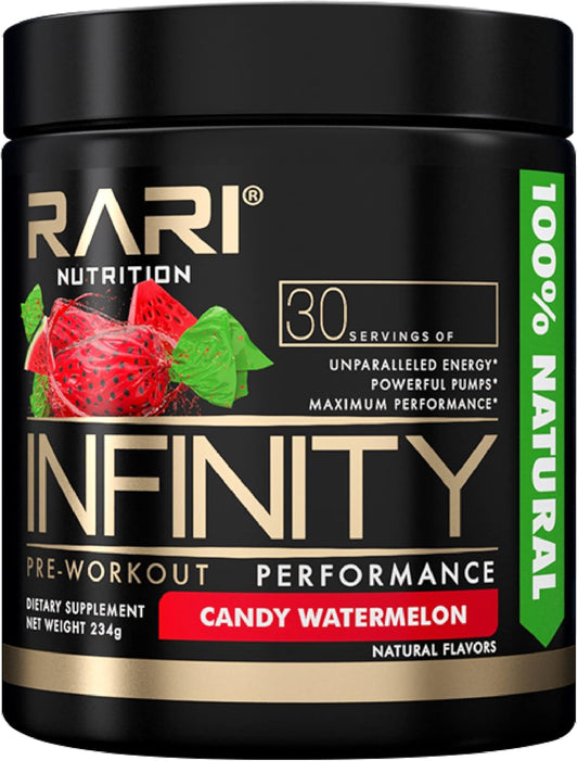 RARI Nutrition Infinity Pre Workout Performance Powder - 30 Servings, High-Performance Energy Drink for Women and Men - Candy Watermelon Flavor - Espot.com.au