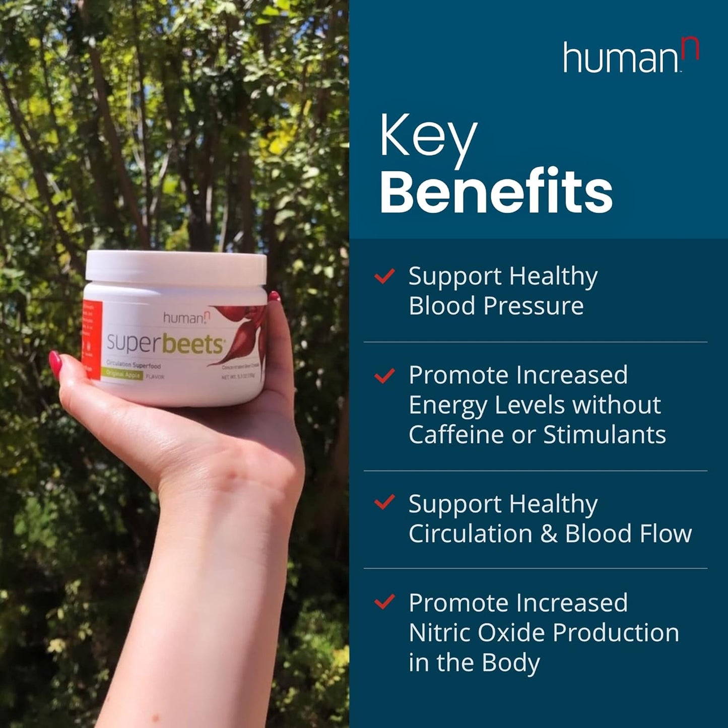 HumanN SuperBeets Beetroot Powder - Natural Nitric Oxide Booster for Heart Health - Non-GMO Superfood Supplement with Original Apple Flavor, 30 Servings - Espot.com.au