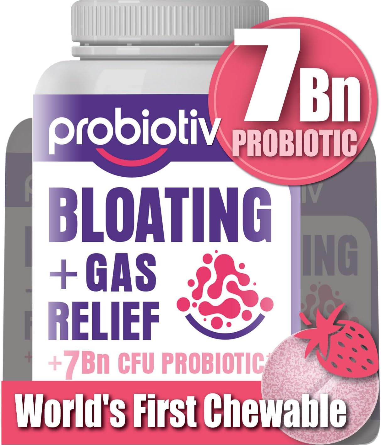 Chewable Probiotics for Gas & Bloating Relief - 7 Billion CFU Daily Digestive Enzymes for Men & Women - Supports Digestion & Gut Health - Espot.com.au