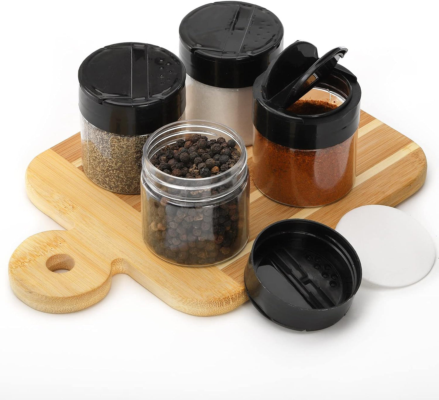 30-pack-clear-plastic-jars-4-oz-with-black-flip-cap-for-pouring-or-shaking---round-food-safe-storage-containers-for-spices-powders-cosmetics-crafts-5