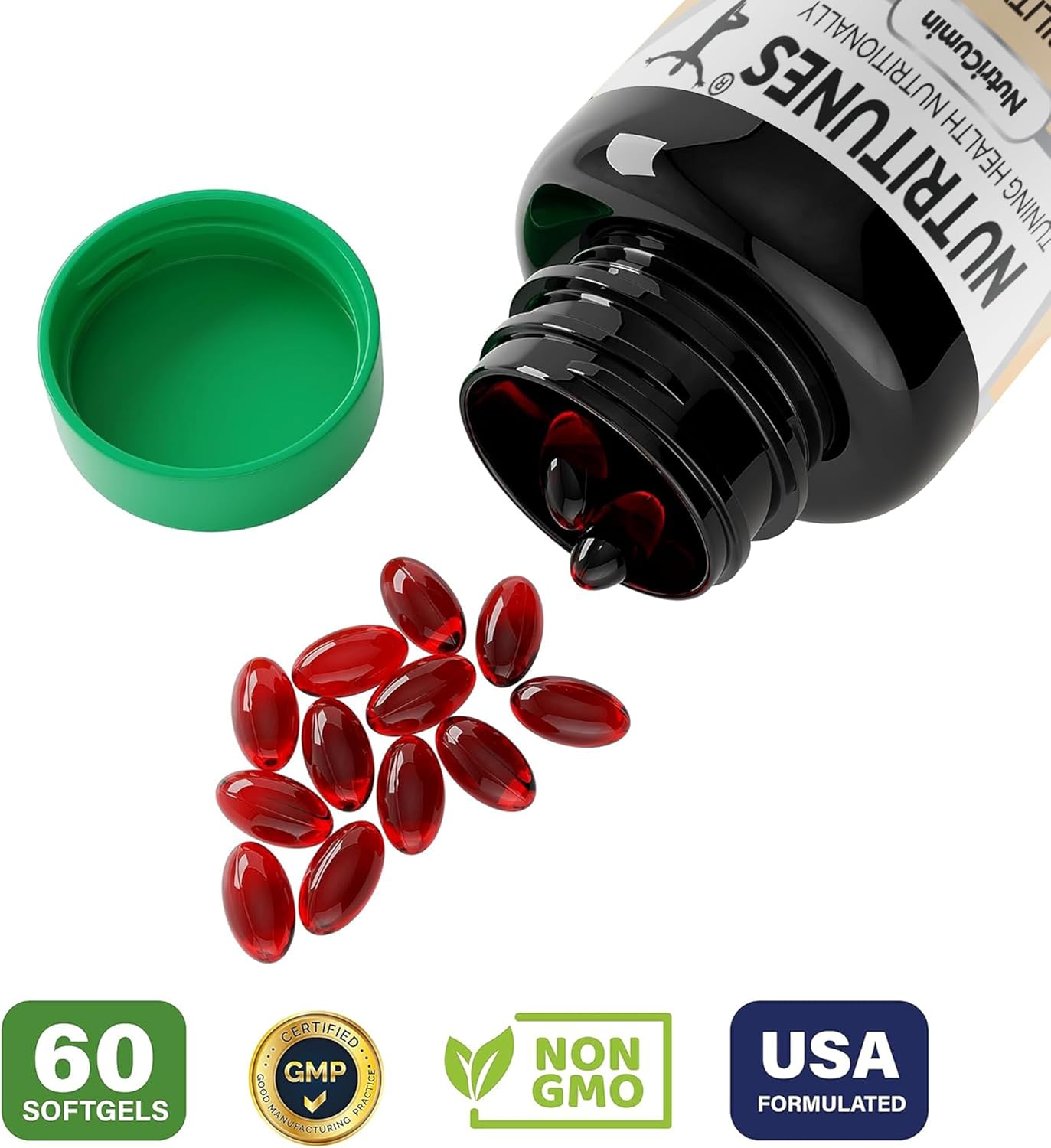 Nutritunes NutriCumin 1000mg Liposomal Turmeric Curcumin Softgels with NovaSOL Technology for Maximum Absorption - Made in USA with Premium Ingredients - Espot.com.au