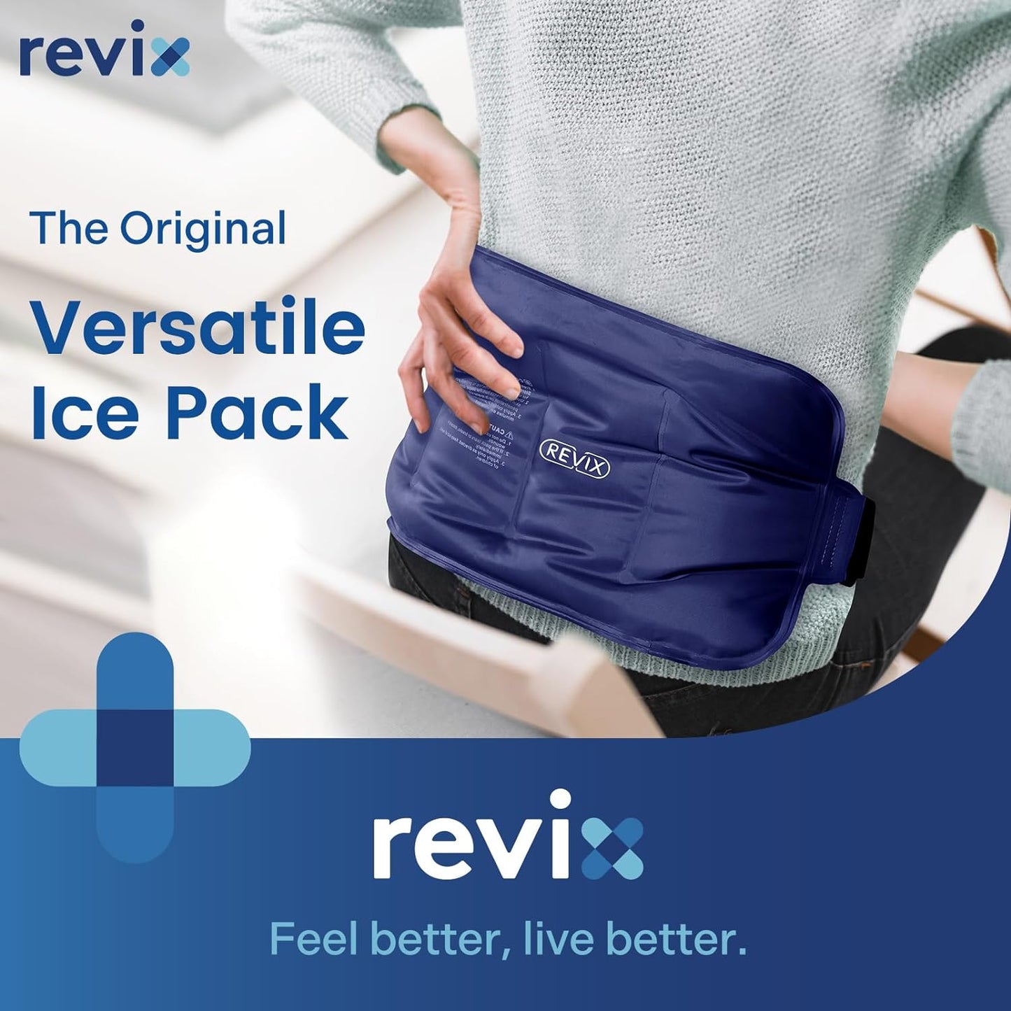 REVIX Reusable Gel Ice Pack for Injuries - Cold Packs for Lower Back, Shoulder, Elbow, Hip, Leg, Knee - Soft Cold Compress Wrap - 16 x 9 Inches Navy Blue - Espot.com.au