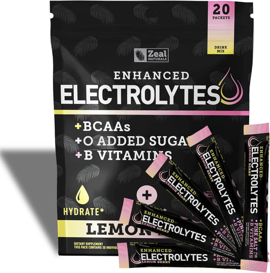 zeal-naturals-lemon-berry-electrolyte-powder-packets---20-packets-with-bcaas-b-vitamins-potassium-zinc-magnesium-for-hydration---sugar-free-keto-electrolyte-supplement-1