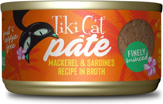 TIKI PETS Tiki Cat Grill Pâté Mackerel & Sardines 2.8 oz. Cans (Pack of 12) - High-Protein, Non-GMO Wet Cat Food for All Life Stages - Espot.com.au