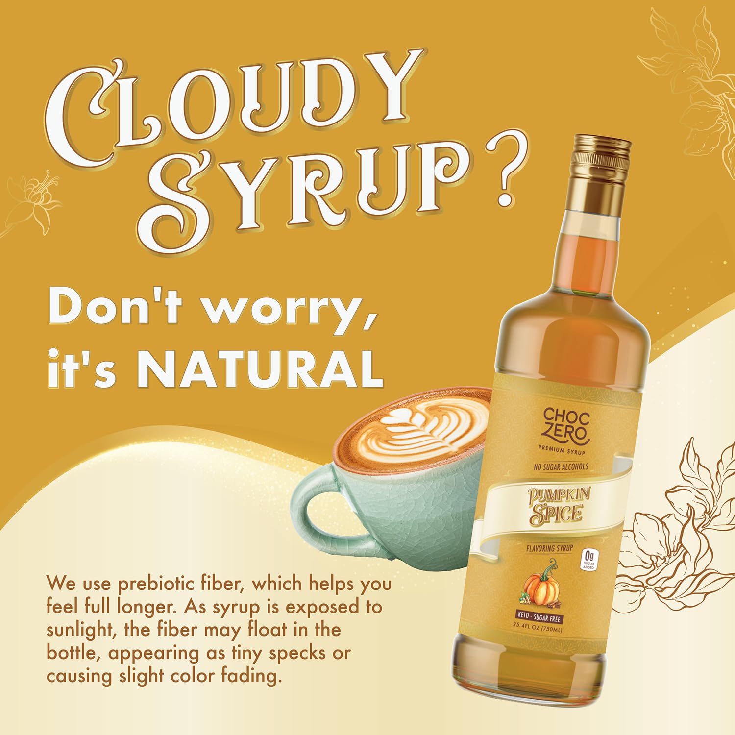 ChocZero Sugar Free Pumpkin Spice Coffee Syrup - All Natural, Gluten Free Simple Syrup Drink Mix for Chai Latte, Protein Shakes & Baking - 25.4 Ounces Bottle - Espot.com.au