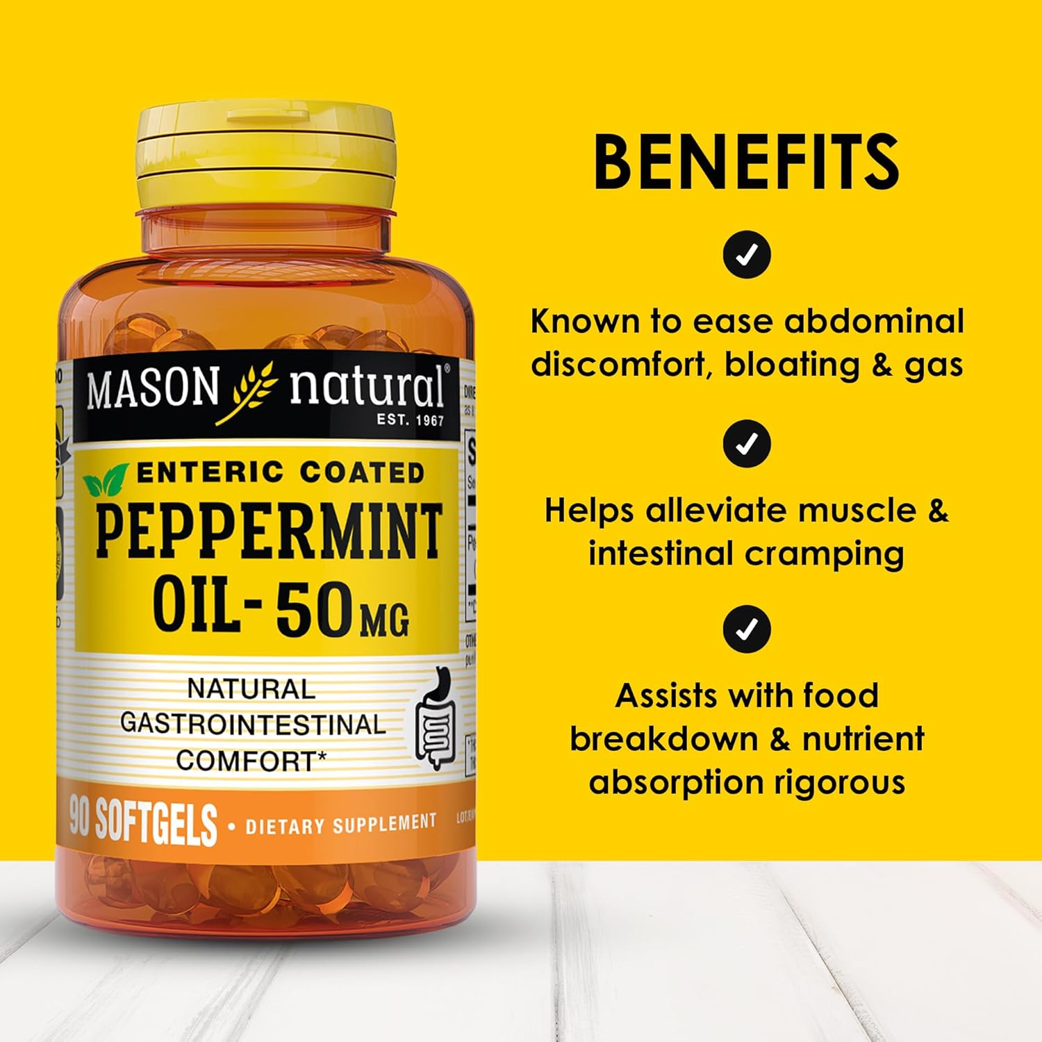 peppermint-oil-enteric-coated-softgels---gastrointestinal-comfort-support---90ct-dietary-supplement-for-healthy-gut-bowel-2