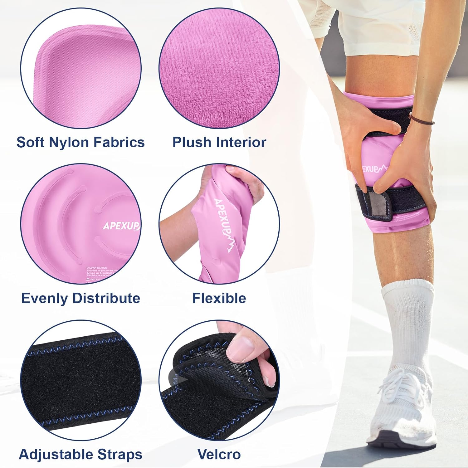 large-reusable-gel-ice-pack-wrap-for-knee-pain-relief-post-surgery---flexible-cold-pack-for-injuries-back-shoulder-elbow-leg---pink-1-pack-2